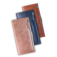 Load image into Gallery viewer, Zipper Flip Diary Wallet Case
